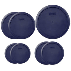 Pyrex Bundle - 7 Items: (1) 7402-PC 6/7-Cup Blue Lid (2) 7201-PC 4-Cup Blue Lids (2) 7200-PC 2-Cup Blue Lids (2) 7202-PC 1-Cup Blue Lids Made in the USA