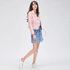 Short Leather Jacket - Biker Style