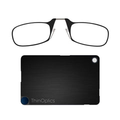ThinOptics Reading Glasses + FlashCard Case | Black Frame 1.00 Strength Readers