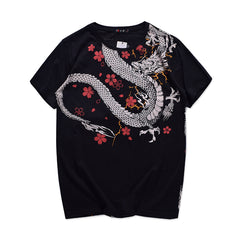 Dragon Tattoo T-Shirt, Chinese Style Embroidered Tee