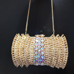 Women's Rhinestone Clutch Bag with Flower Design
