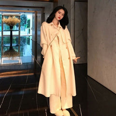 Double-Sided Wool Blend Belted Long Coat for Women
