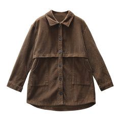 Corduroy Blouses for Women - Autumn Long Sleeve Tops