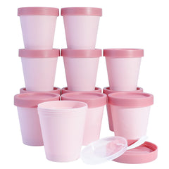 LONGWAY 7 oz/200ml Empty Slime Containers Plastic Jars with Lids for Beauty Products DIY Slime Making or Travel Storage MakeUp (12 Pack Pink)