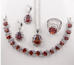 Floral Basket Earrings and Bridal Zircon Jewelry Set