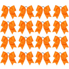 16PCS 8" Large Cheer Hair Bows Ponytail Holder Elastic Band Handmade for Cheerleading Teen Girls College Sports (16 Pcs) (Orange)