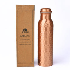 RAJRANG Hammered Copper Water Bottle 34 oz Ayurveda Health Vessel Leak Proof Design Pitcher for Sport Fitness Yoga 1000 ml