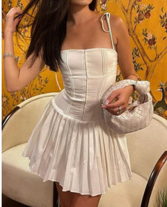 Summer White Backless Dress - French Style Mini Dress