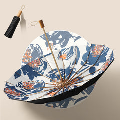 Retro Windproof UV-Resistant 16-Rib Folding Umbrella