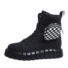 Punk Ankle Boots with Belt Buckle and Chunky Heel