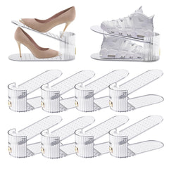 SummerVines Clear 10 Pack Shoe Slot Organizer Shoe Stacker Organizer Holders for A Pair of Shoes Adjustable Thickening Double Layer 50% Shoe Space Saver Rack Storage for Closet