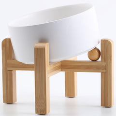 Petygooing White Raised/Elevated 15°Slanted Ceramic Dog Bowl for Small BreedsTilted Anti Slip Pet Feeding BowlFood Water Dish with Stand for Cats and Small Dogs Puppy 13.5 OZ (5.1In / 1.7 Cups)