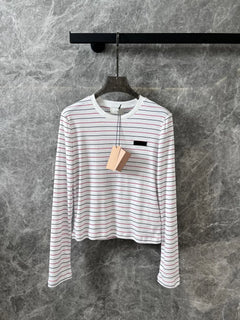 2024 Spring/Summer Casual Stripe Round Neck T-Shirt