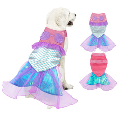 Mermaid Dog Halloween Costume Dog Costume for Small Medium Dogs Sparkly Pet Costumes Funny Dog Costumes Puppy Dog Cosplay Clothes Outfits for Christmas Birthday Party Photo Props Cats Special Events