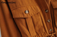 2021 Autumn Vintage Cotton Linen Loose Dungarees Jumpsuit