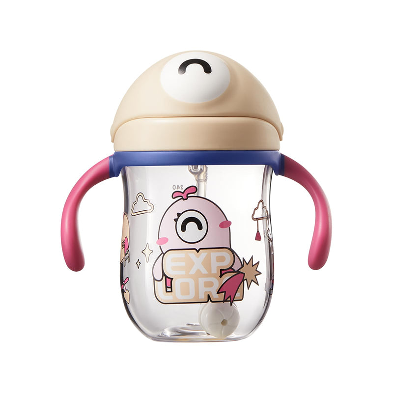 bc babycare Fun & Durable Baby Sippy Cup 240ml/8oz Soft Silicone Unbreakable Easy-Grip Handles Leak-Proof Gravity Ball Straw for Easy DrinkingSippy Cups for Toddlers 1-3 Rose