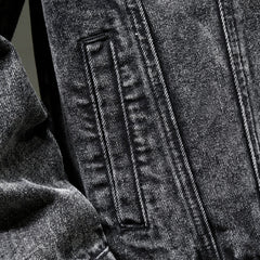 Men's Vintage Washed Ash Denim Jacket - Slim Fit