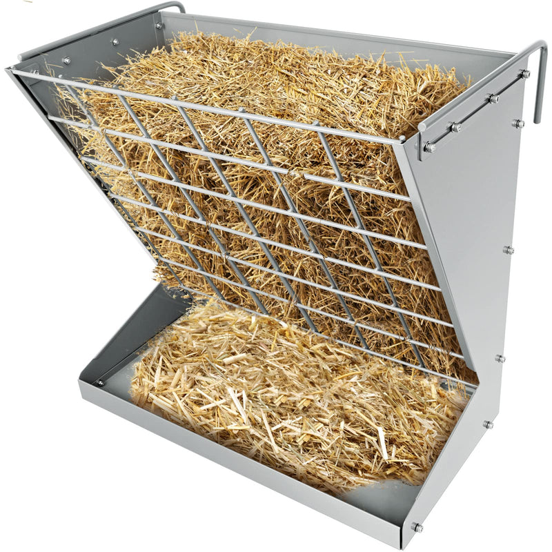 YXJSTO Wall Mount Hay Rack Heavy-Duty Galvanized Metal 2 in 1 Hay and Grain Feeder Livestock Feeder with Adjustable Distance Hay Feeder for Goats Sheep Horse