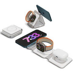 ChargeWorx 3-in-1 Wireless Charging Pad w/Foldable Travel Stand Rapid 15W Station Charges 3 Devices Compatible with iPhone AirPods & Apple Watch