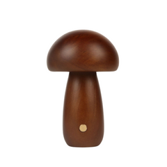 Wooden Mushroom LED Night Light - Rechargeable & Portable