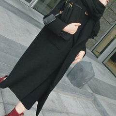 Slim Mid-Length Thick Woolen Trench Coat for Women