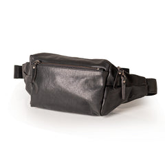Black Casual Leather Men's Crossbody Bag