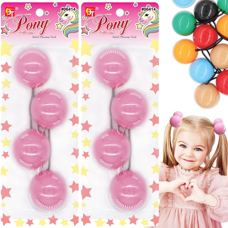 4 Pcs 42mm Large Ball Hair Ties Ponytail Holders Twinbead Bubble Balls Hair Accessories for Girls Kids Toddler (Pink)