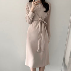 Korean Daejeon Long Slim Fit Vintage Dress for Women
