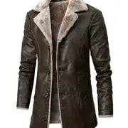 Plus Size Men's Faux Leather Business Coat for Winter