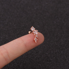 Stainless Steel Star Zirconia Screw Earrings (Pierced)