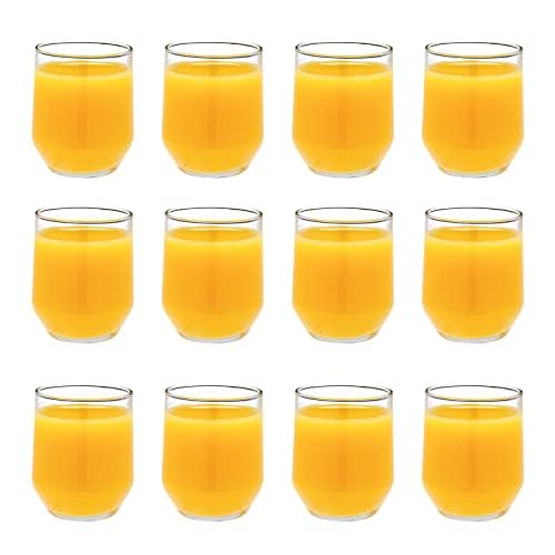 Vikko Small Juice Glasses 7 oz Set of 12 Juice Glasses Orange Juice Glasses Fruit Juice Glasses Small Glass Cups Small Drinking Glasses Durable Glass Tumblers Dishwasher Safe
