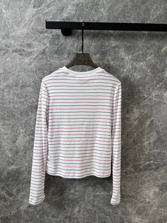 2024 Spring/Summer Casual Stripe Round Neck T-Shirt