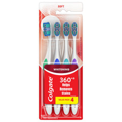 Colgate 360 Optic White Toothbrush Value Pack Soft 4 Count