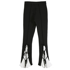 Color-Block Accordion Pleated Bow Tie Casual Pants