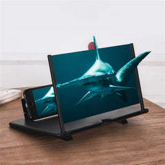 12" & 10" Mobile Phone Screen Magnifier 3D HD Mobile Phone Magnifier Projector Screen for Movies Videos Foldable Phone Stand with Screen Amplifie Supports All Smartphones (Black (HD) 12")