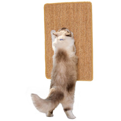 AMYLALA Cat Scratcher Mat with Sticky Velcro Tapes 31.5" x 19.7" Sisal Cat Scratching Carpet for Indoor Cats Horizontal Cat Scratcher for Cat House Scratching Posts and Couch Protection(Camel)