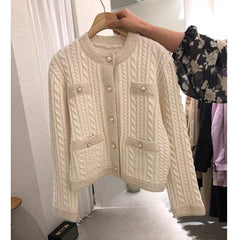 Korean Style Pearl Button Knit Cardigan for Women