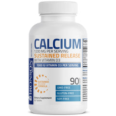 Bronson Calcium 1200 MG Per Serving Sustained Release with Vitamin D3 1000 IU Vitamin D3 Per Serving Non-GMO 90 Tablets