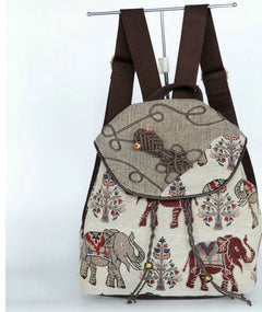 Ethnic Style Canvas Drawstring Backpack
