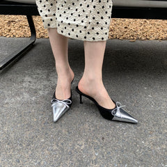 Color-blocking Pointed High-Heeled Sandals