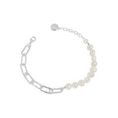 Korean version of niche light luxury design Baroque freshwater pearl chain texture bracelet for women