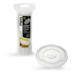 PAMI Universal Plastic Flat Lids With Straw Slot For 16-24oz Cold Cups [Pack of 100] - Disposable Crystal-Clear PET Cup Lids For 16 20 & 24 oz Cups- Leakproof BPA-Free Drink Cup Lids With Snap Fit