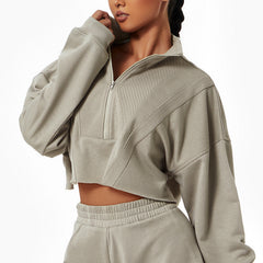 Stylish Long Sleeve Zip-Up Sports Hoodie for Gym