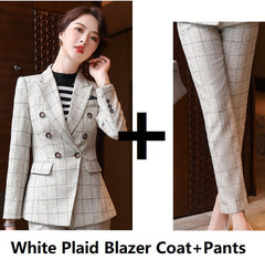 Plaid Formal Suit for Women's Office Attire