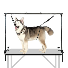 confote Stainless Steel Adjustable Overhead Pet Grooming Arm with Clamps and Loop Nooses