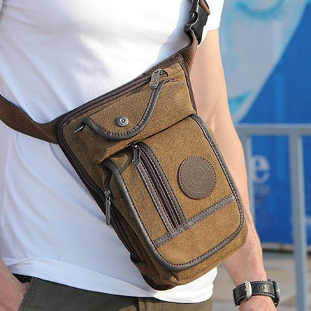 Wholesale Cross-Border Men's Canvas Waist Bag (Retro)