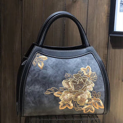 Chinese Style Embroidery Luxury Pu Leather Handbag