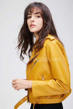 Short Leather Jacket - Biker Style