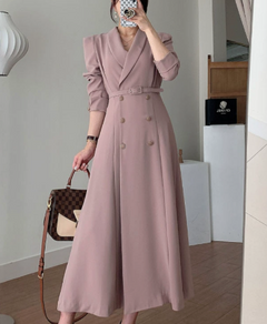 Korean Fashion Tailored Collar Business Dress