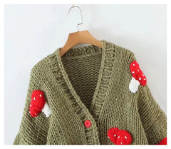 2022 Women's Loose Sweet 3D Mushroom Cardigan Sweater